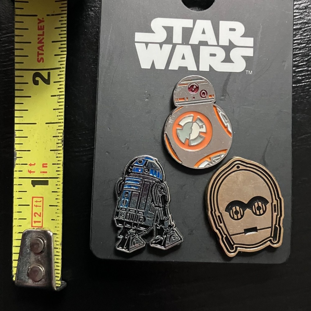 RARE! Star Wars Droid 3 Pin Pack C-3PO R2-D2 BB8 Droids Mini Badge Set